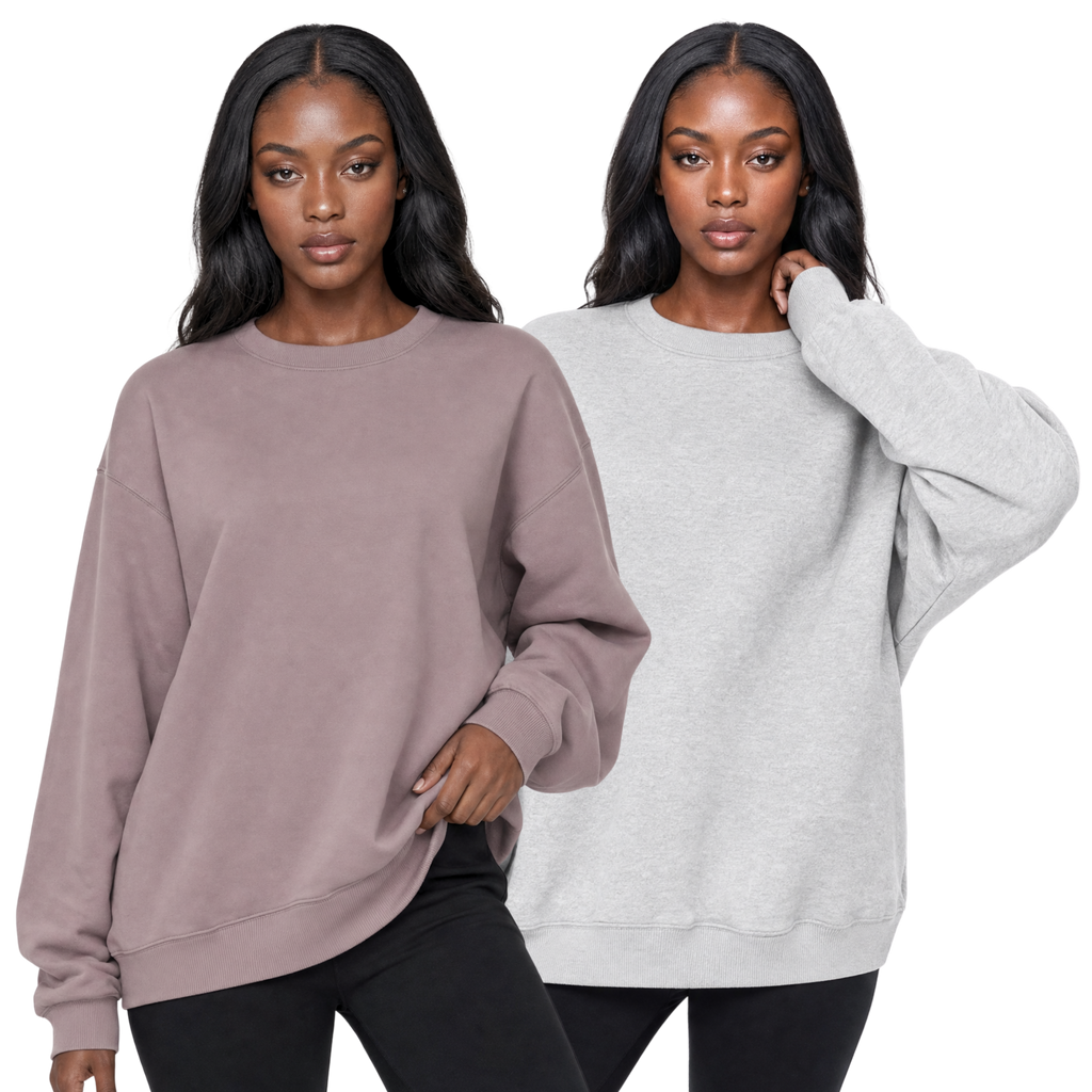 2-Pack Women's Oversized Crewneck Pullover Sweatshirt Top