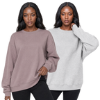 2-Pack Women's Oversized Crewneck Pullover Sweatshirt Top