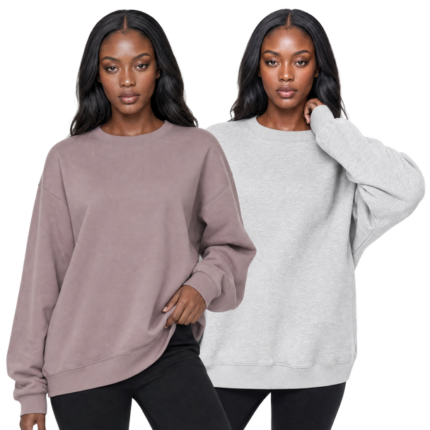 2-Pack Women's Oversized Crewneck Pullover Sweatshirt Top