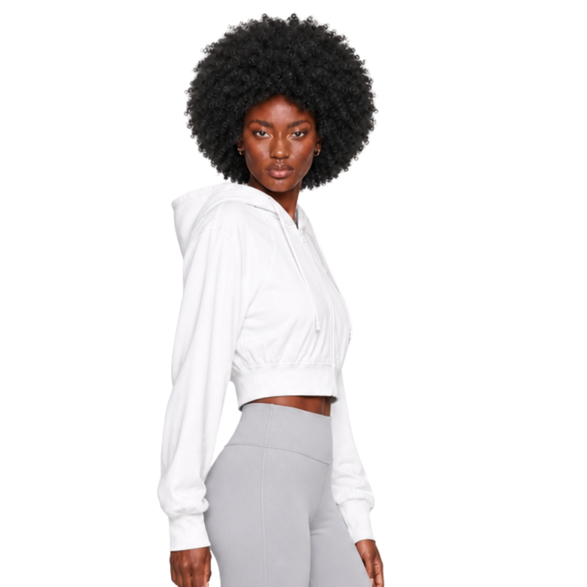 Women's Cropped Hooded Zip-Up Nylon Running Sports Jacket