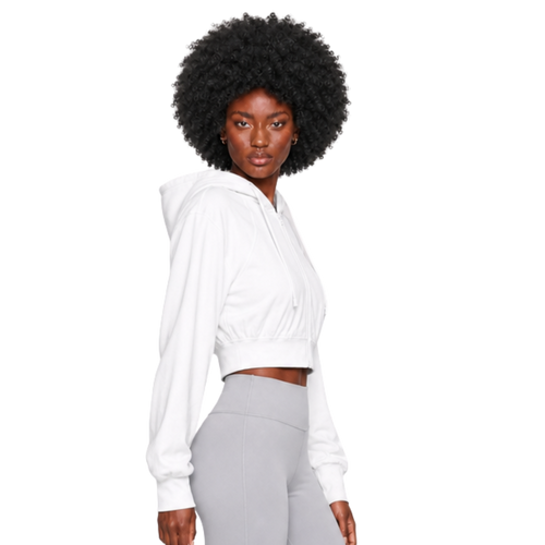Women's Cropped Hooded Zip-Up Nylon Running Sports Jacket
