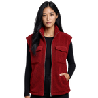 Women's Fleece Zip Vest with Stand Collar and Pockets