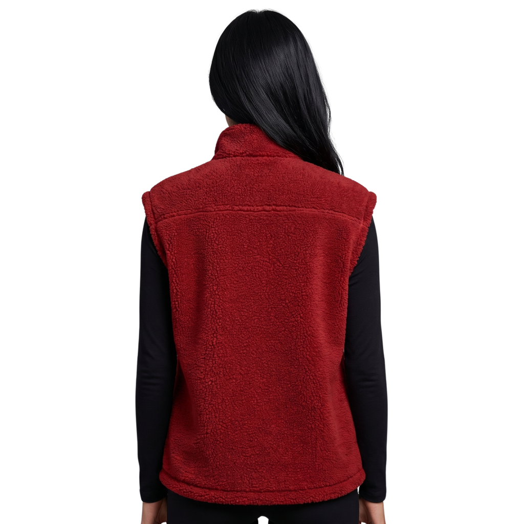 Women's Fleece Zip Vest with Stand Collar and Pockets