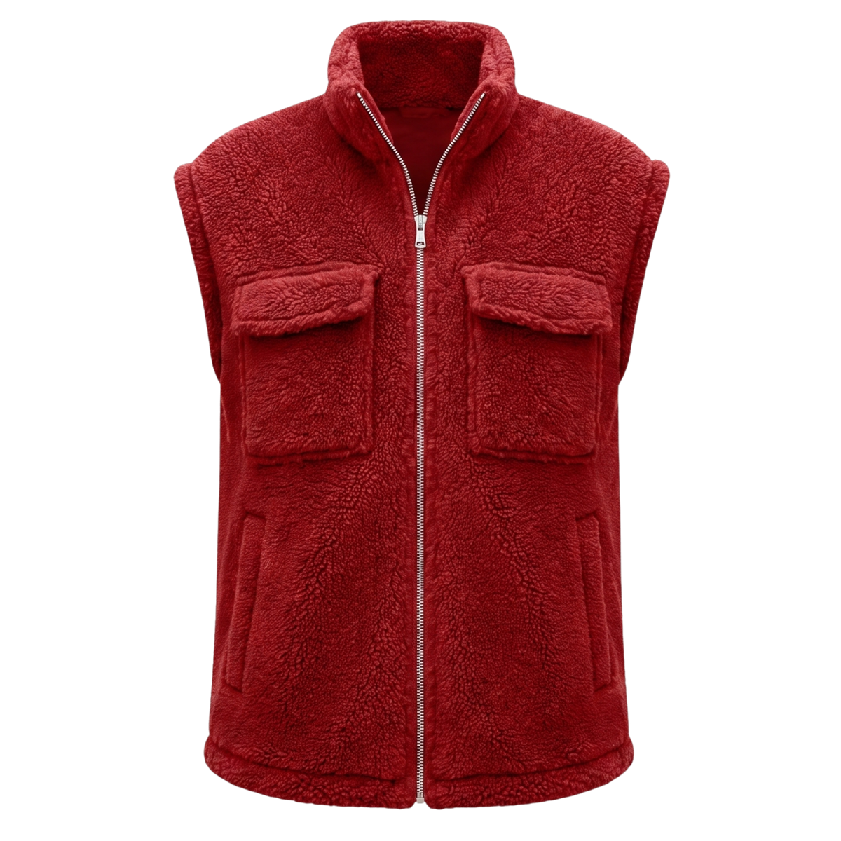 Women's Fleece Zip Vest with Stand Collar and Pockets