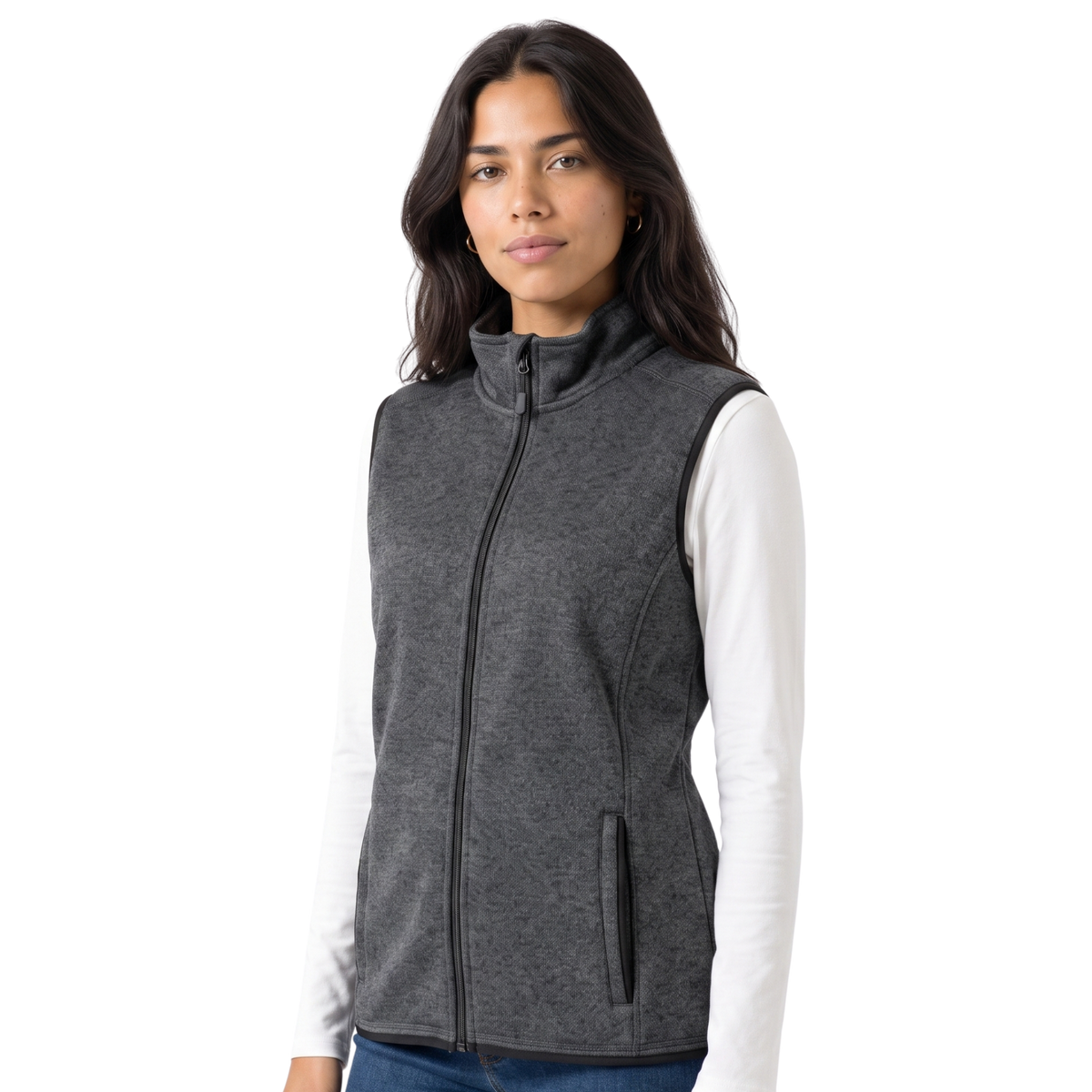 Women’s Sweater Fleece Vest with Pockets