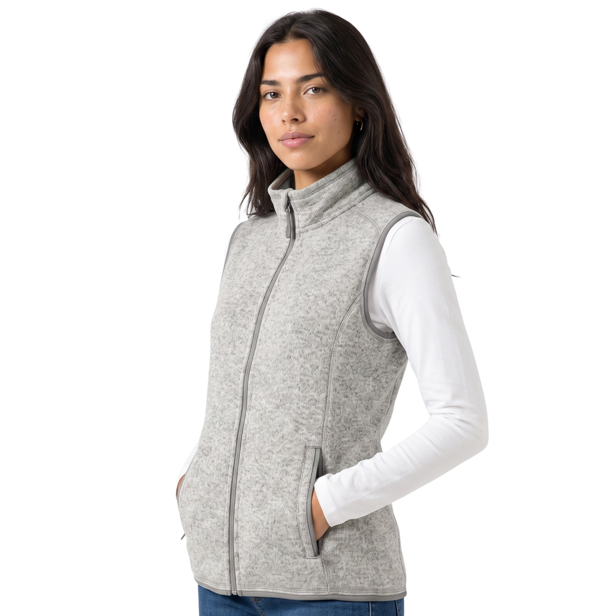 Women’s Sweater Fleece Vest with Pockets