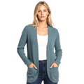 Women's Open Front Ribbed Cardigan with Side Pockets