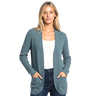 Women's Open Front Ribbed Cardigan with Side Pockets