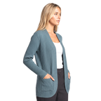 Women's Open Front Ribbed Cardigan with Side Pockets