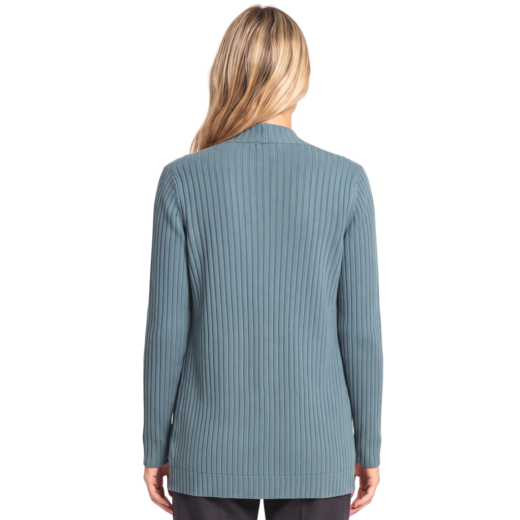 Women's Open Front Ribbed Cardigan with Side Pockets