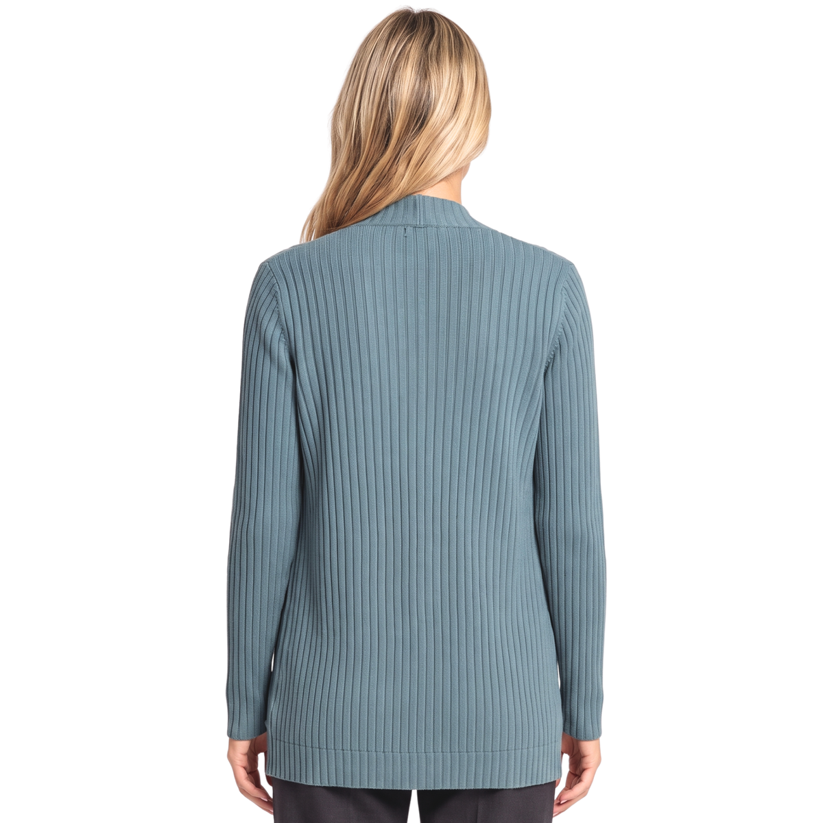 Women's Open Front Ribbed Cardigan with Side Pockets