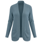 Women's Open Front Ribbed Cardigan with Side Pockets