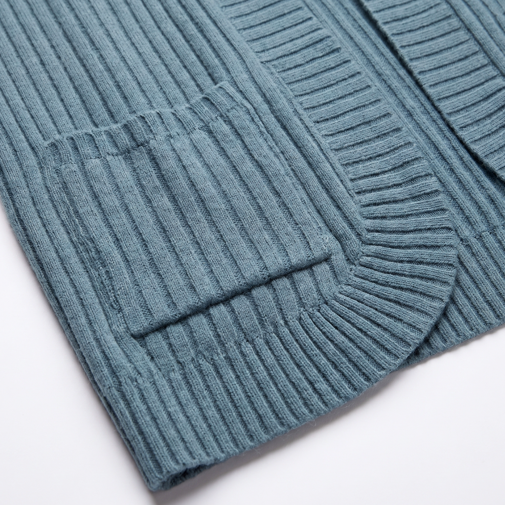 Women's Open Front Ribbed Cardigan with Side Pockets