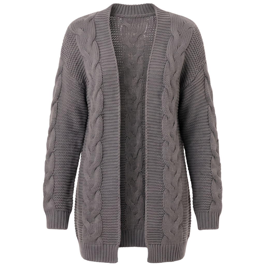 Women's Oversized Cable Knit Open Front Cardigan Sweater