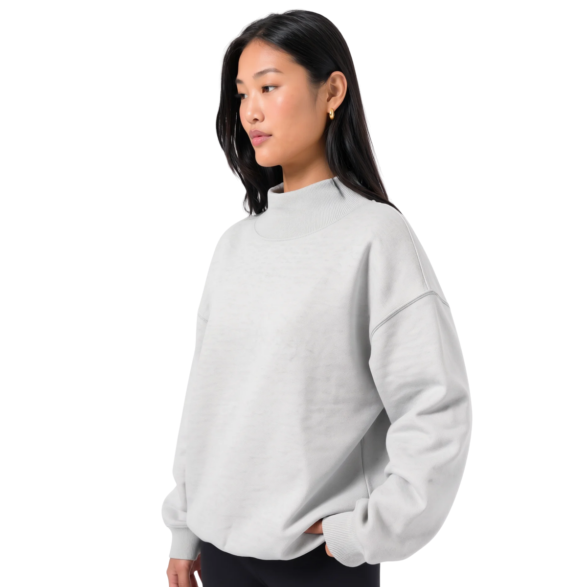 Women's Oversized Mock Neck Pullover Sweatshirt Top