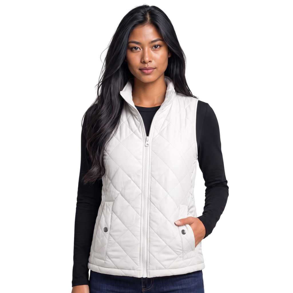 Women's Quilted Sleeveless Puffer Vest with Stand Collar