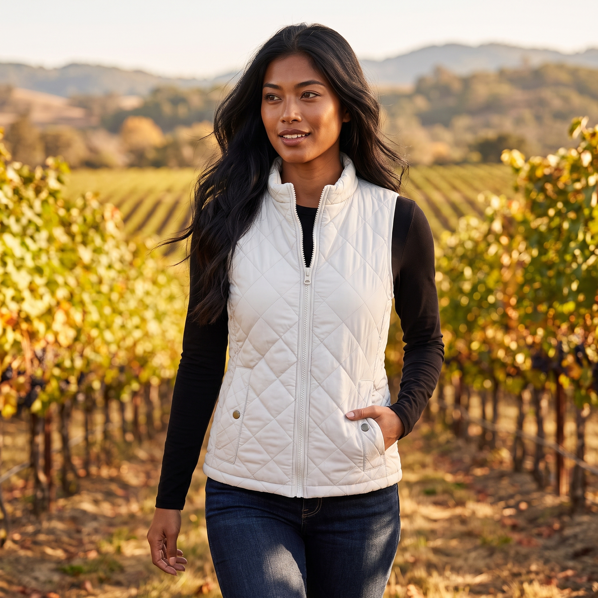 Women's Quilted Sleeveless Puffer Vest with Stand Collar