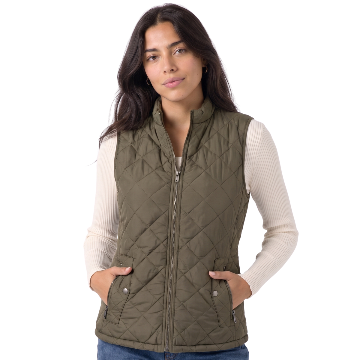 Women’s Quilted Stand-Collar Zip-Up Puffer Vest