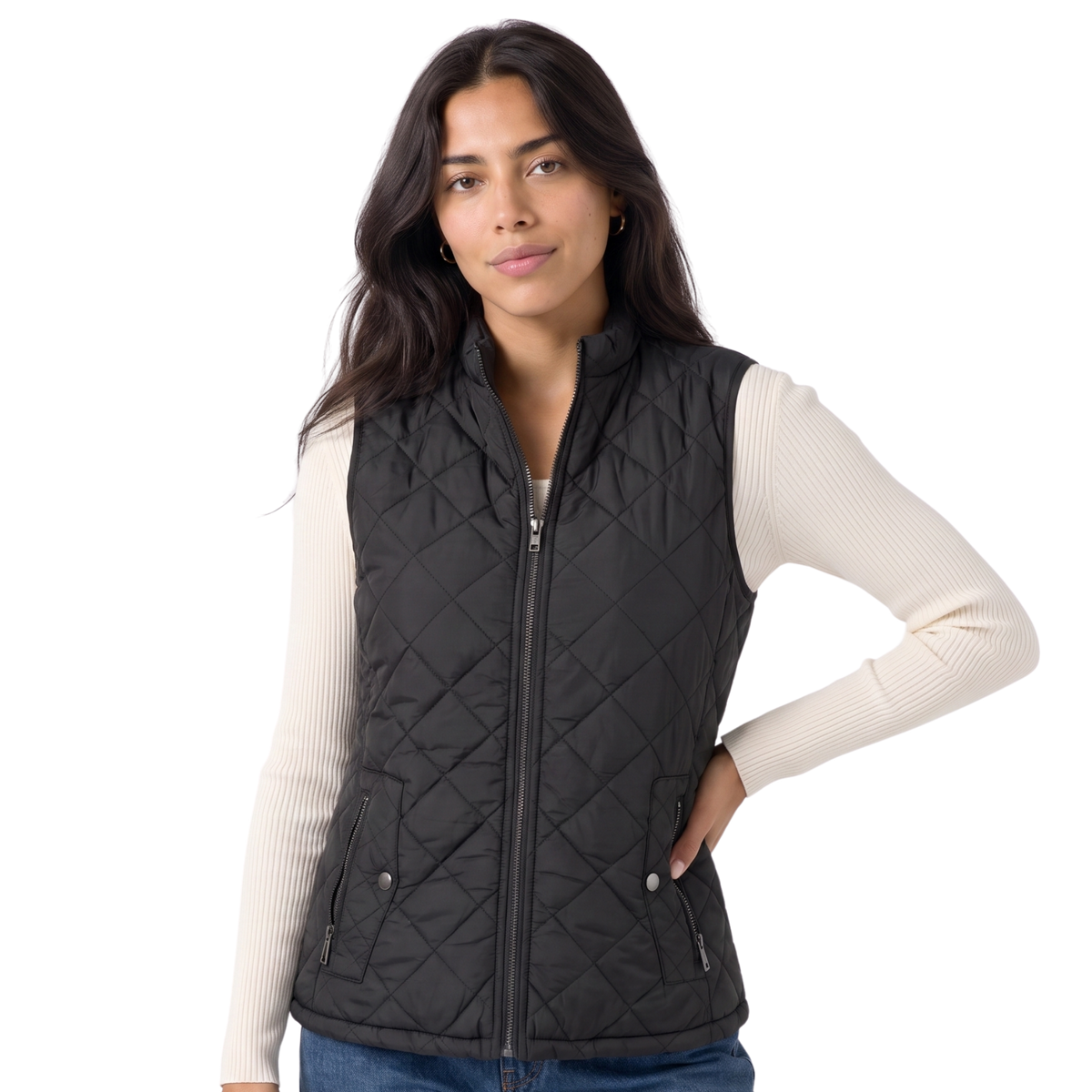 Women’s Quilted Stand-Collar Zip-Up Puffer Vest
