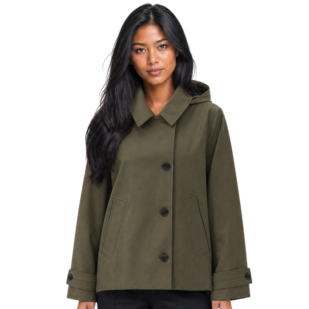 Turn-Down Collar Jacket with Detachable Hood