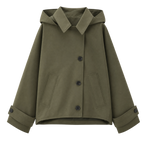Turn-Down Collar Jacket with Detachable Hood