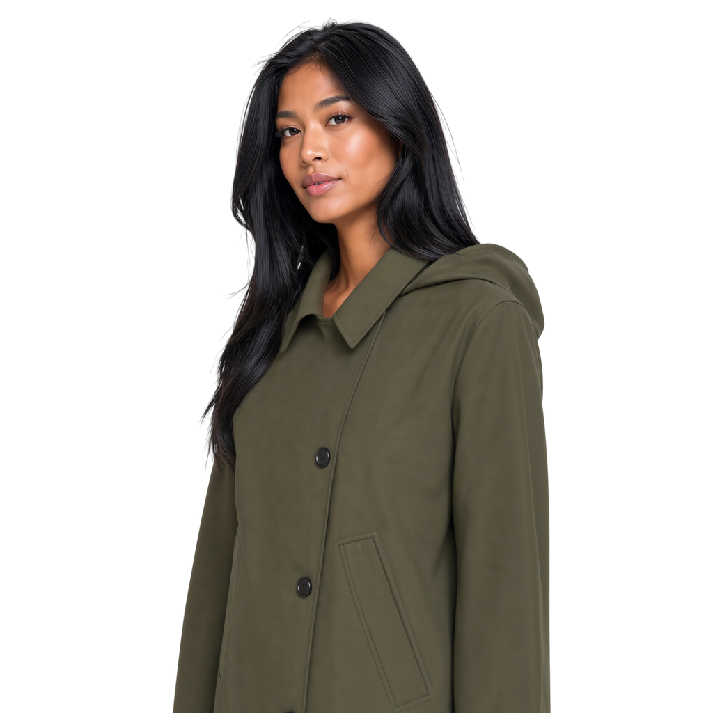 Turn-Down Collar Jacket with Detachable Hood