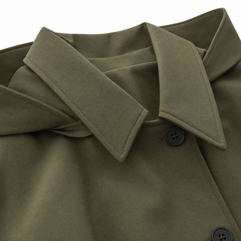 Turn-Down Collar Jacket with Detachable Hood