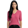 Women’s V-Neck Elbow-Length Sleeve Ribbed Knit Pullover Sweater