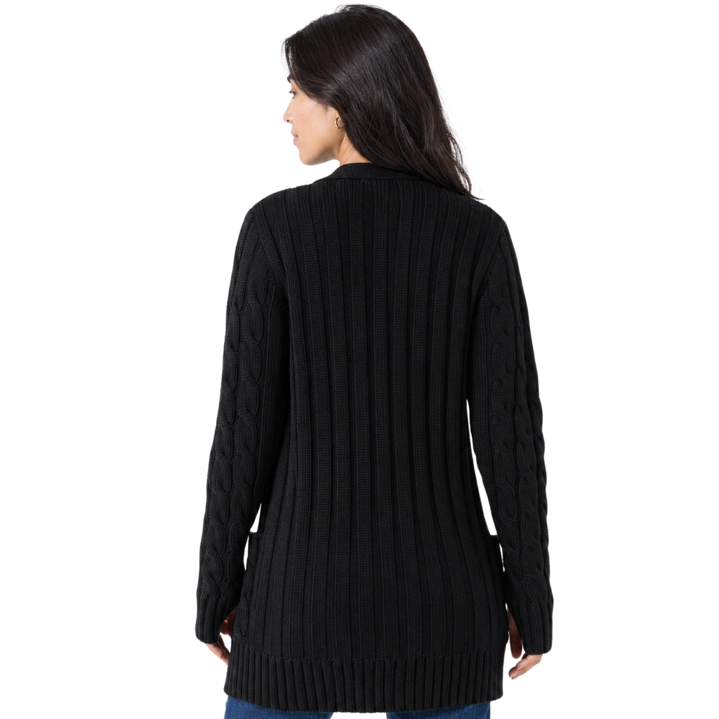 Women’s Cable-Knit Button-Front Long Cardigan Sweater