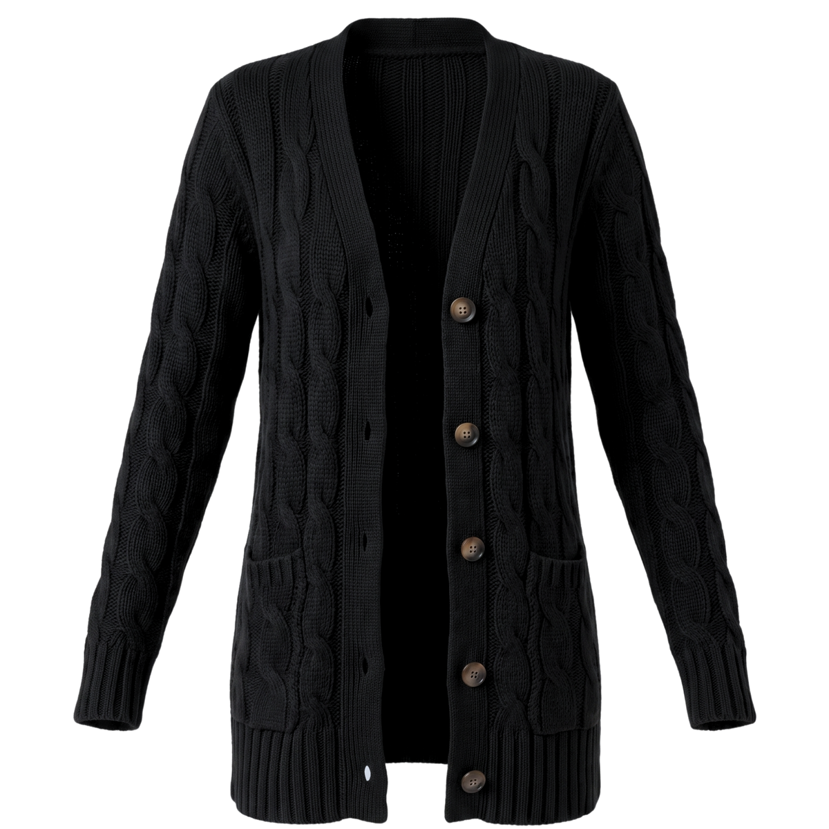 Women’s Cable-Knit Button-Front Long Cardigan Sweater
