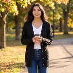 Women’s Cable-Knit Button-Front Long Cardigan Sweater