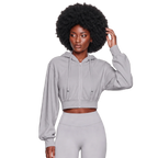 Women's Cropped Hooded Zip-Up Nylon Running Sports Jacket