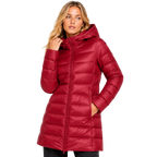 Women's Long Hooded Nylon Down Coat with Zipper Pockets