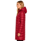 Women's Long Hooded Nylon Down Coat with Zipper Pockets