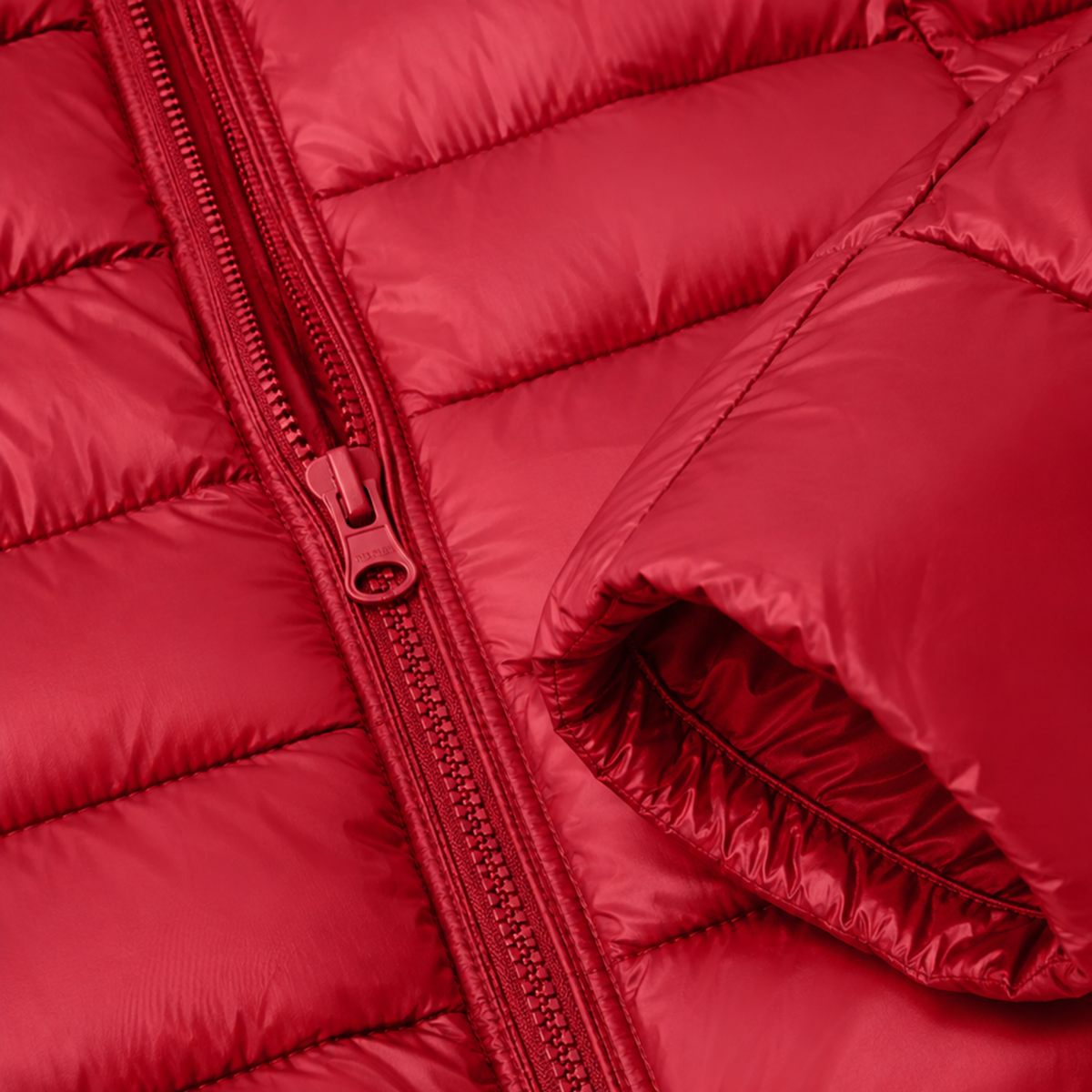 Women's Long Hooded Nylon Down Coat with Zipper Pockets