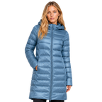 Women's Long Hooded Nylon Down Coat with Zipper Pockets