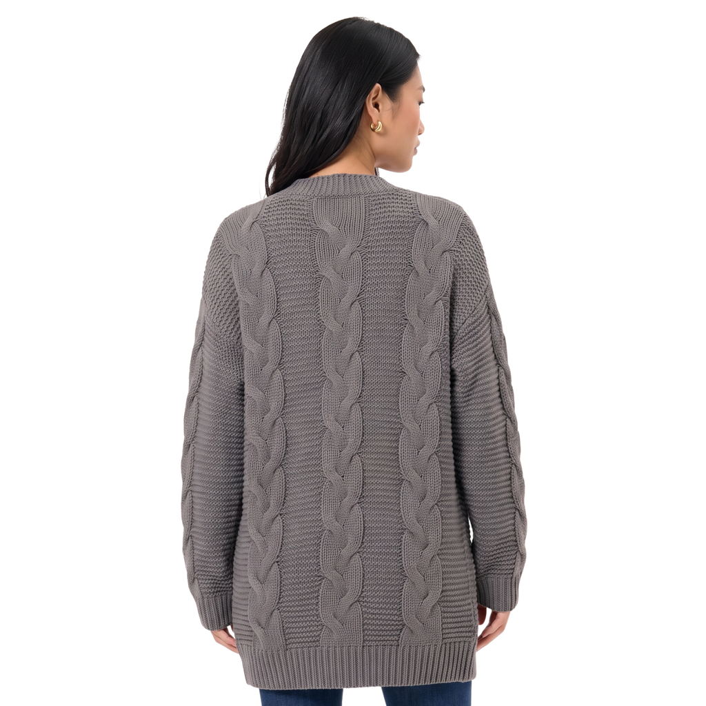 Women's Oversized Cable Knit Open Front Cardigan Sweater