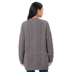 Women's Oversized Cable Knit Open Front Cardigan Sweater