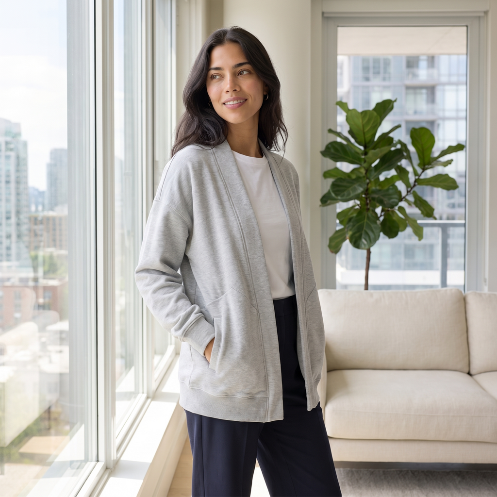 Women’s Oversized Open-Front Sweatshirt Cardigan
