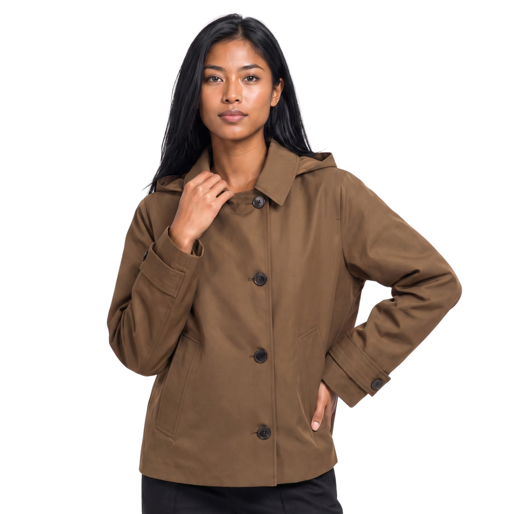 Turn-Down Collar Jacket with Detachable Hood