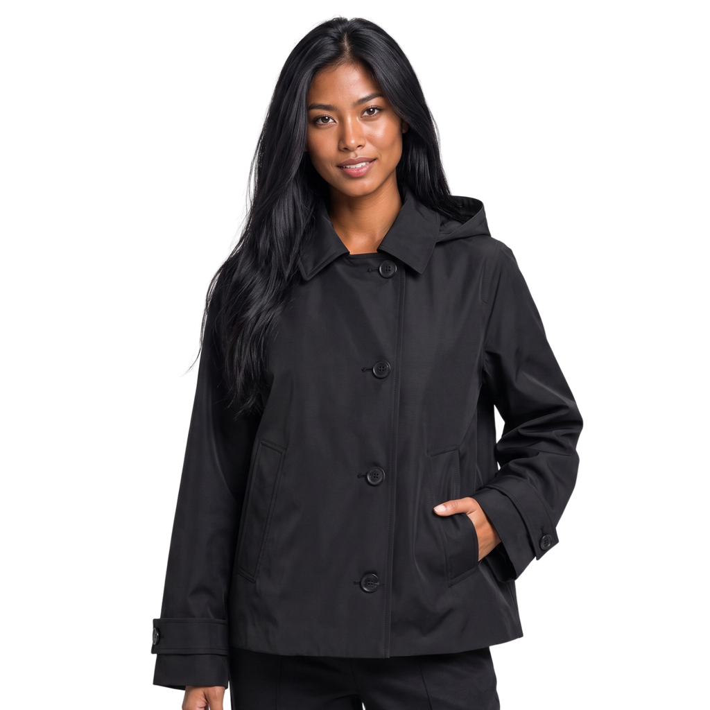Turn-Down Collar Jacket with Detachable Hood